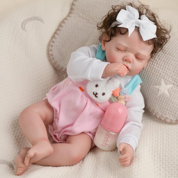 Other - 18 Inch Reborn Baby Doll Boy Realistic Sleeping Vinyl Body Toy for Kids Age 3+